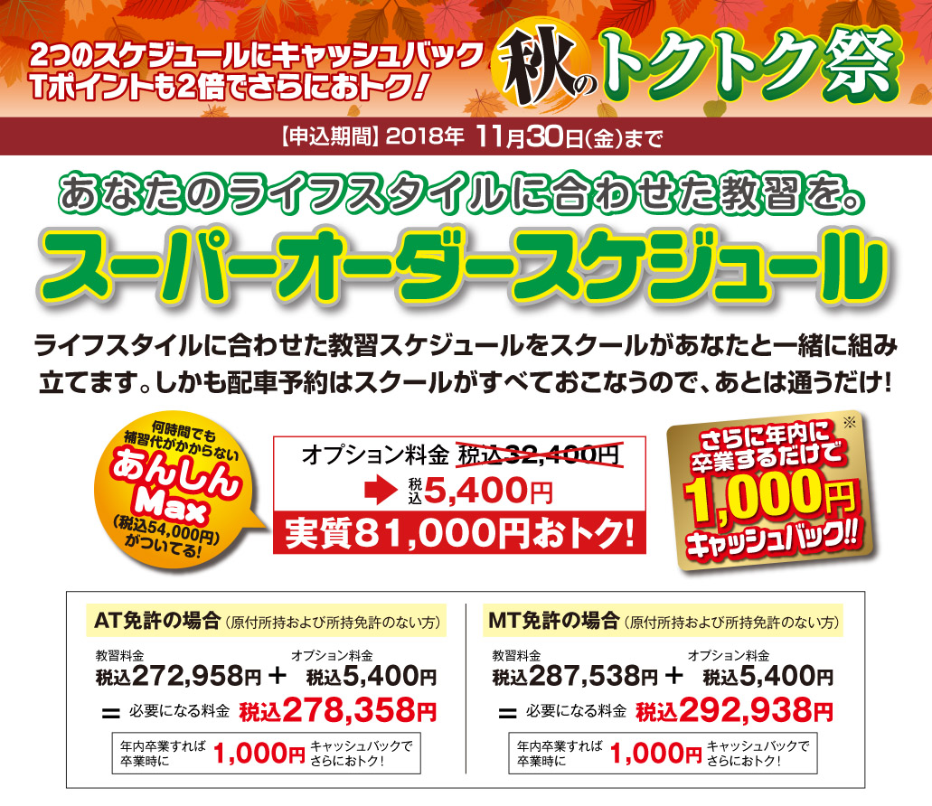 普通自動車 「オーダースケジュール」コース