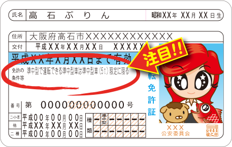 免許証の条件に【準中型で運転できる準中型車は準中型車（5ｔ）限定に限る】の文字はありますか？
