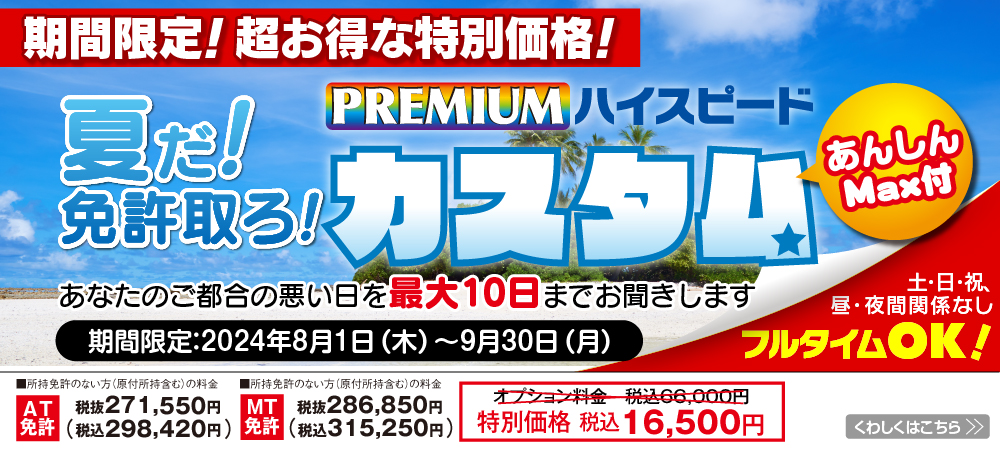 普通車　プレミアムハイスピードカスタム　受付中！