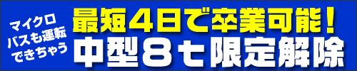 最短４日で卒業可能！中型８ｔ限定解除