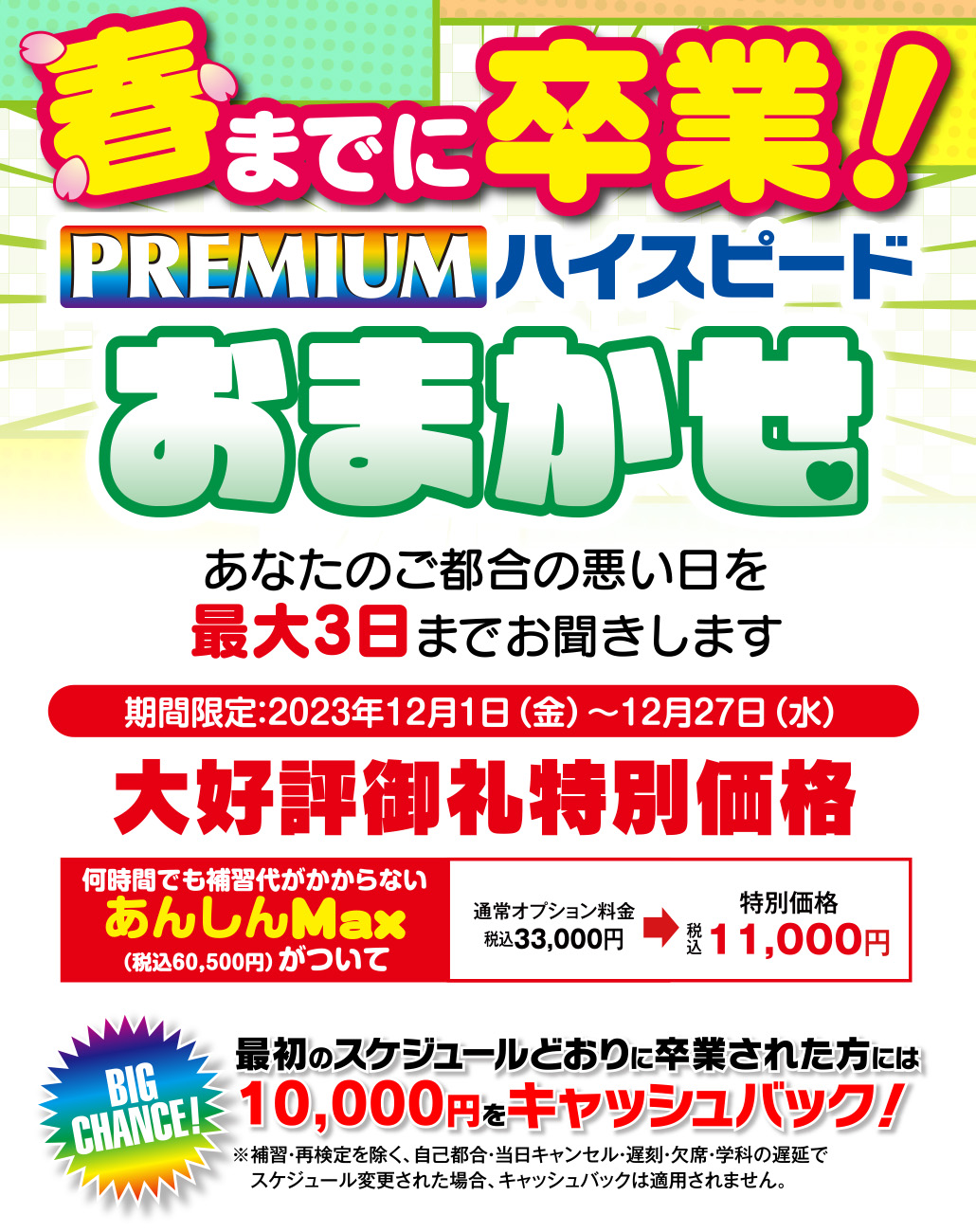 普通自動車 「プレミアムハイスピードおまかせ」コース
